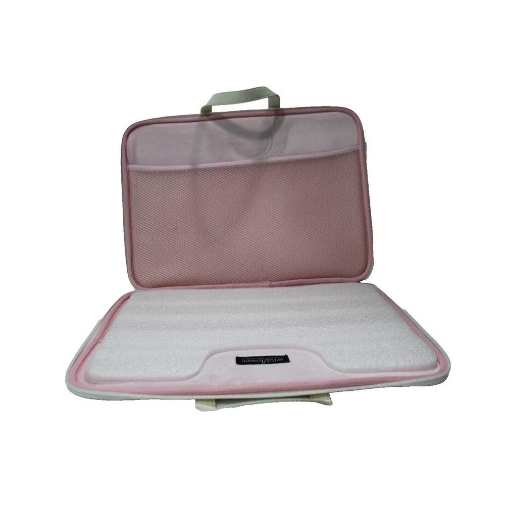 Wildflower Rose Latte Love Laptop Bag 16x10.5 Pink Hearts Dual Handles Padded
